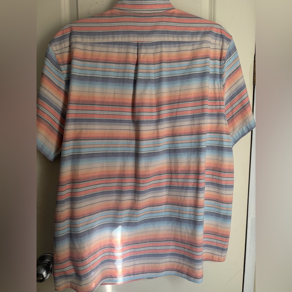 ROWM Men's Short Sleeve Striped Shirt Cotton Multi Color Orange XL zarape print - Picture 3 of 10